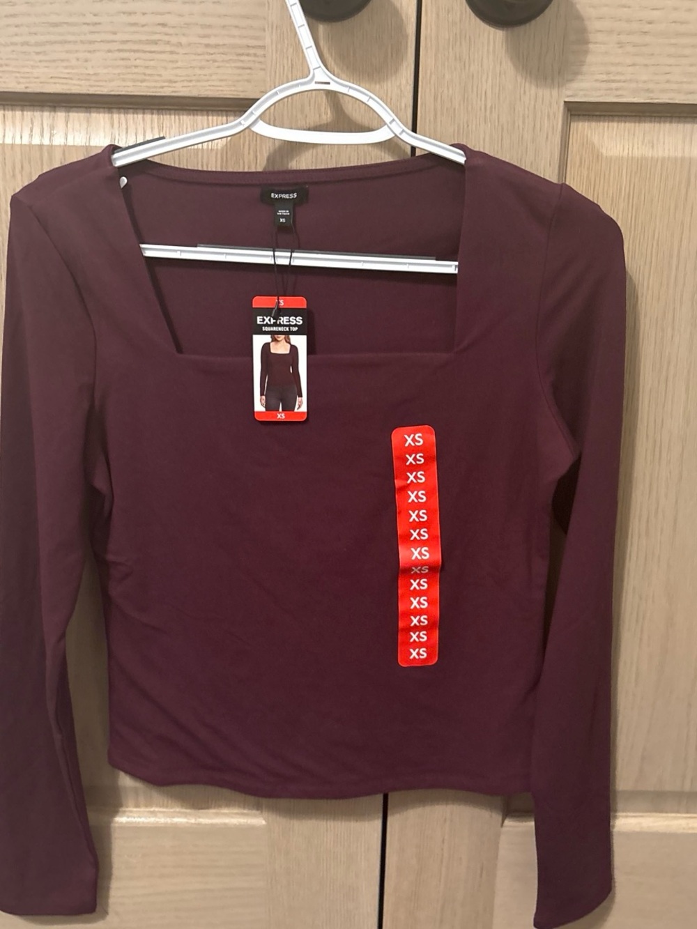 Express Long Sleeve Square Neck Top - Plum